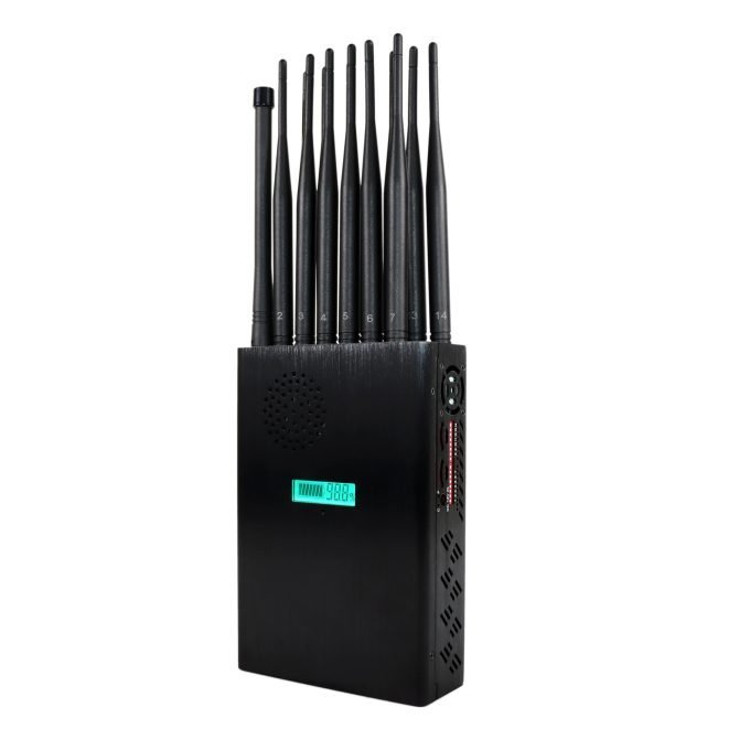 Portable 14 Antennas 5G Signal Jammer With LCD Display Blocking Cell Phone 5G 4G 3G 2G Wi-Fi GPS 14Watt