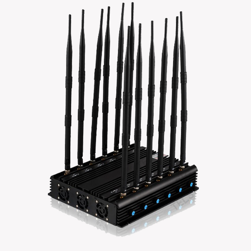 35W High Power Cell Phone Desktop Signal Jammer with 12 Antennas, Wireless Signal Jammer for GPS / WiFi /2.4G/5g