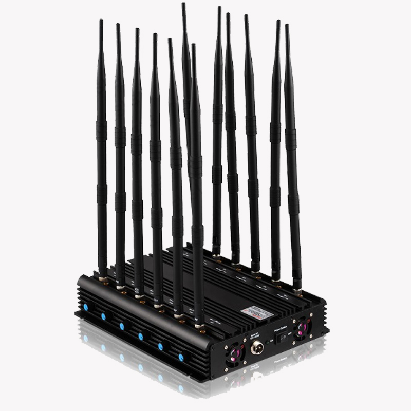 35W High Power Cell Phone Desktop Signal Jammer with 12 Antennas, Wireless Signal Jammer for GPS / WiFi /2.4G/5g