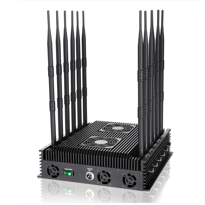 Powerful 12 antennas jammer 2G, 3G, 4G, 5G.WIFI, GPSL1,GPSL2-L5,GPSL3-L4,Lojack adjustable 98W